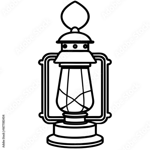 Vintage Lantern Line Art Vector