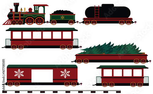 Modern train illustration with vibrant colors
