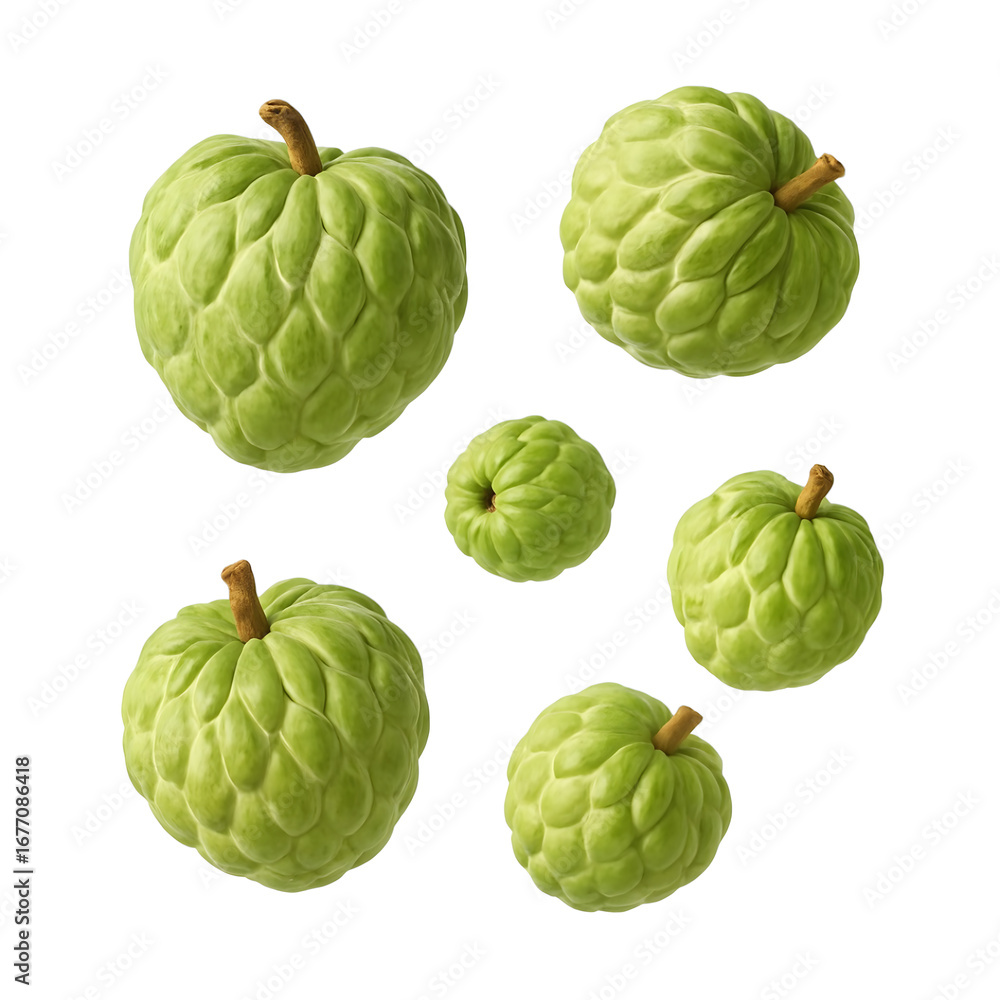 Fototapeta premium Fresh Custard Apples Isolated on White Background