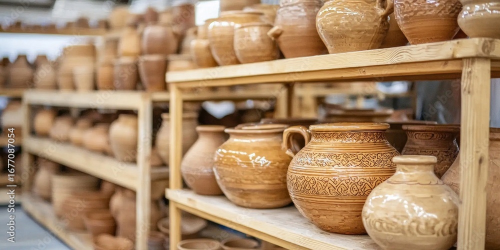 Fototapeta premium A celebration of artistry with handcrafted ceramics on display.