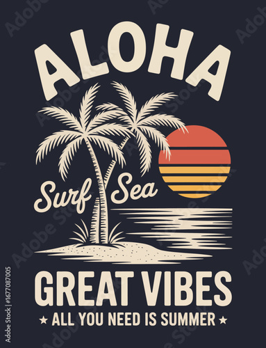 A stunning design showcasing palm trees and a vibrant sunset, evoking feelings of summer bliss and tranquility, perfect for those who cherish beach vibes.