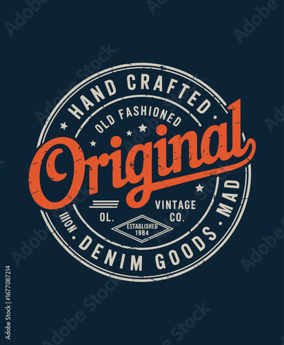 This classic logo design reminds of quality handcrafted denim goods with vintage appeal, featuring the word 'Original' in a unique and stylish way.