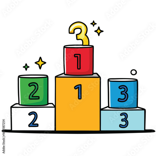 Set of 3 colorful podium blocks vector