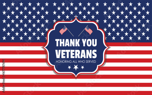Patriotic veterans day illustration with american flag elements