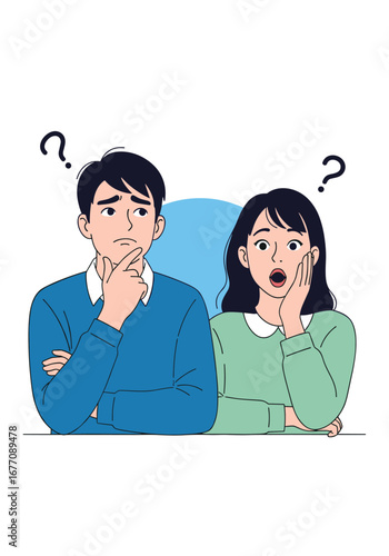 People with question marks above their heads thinking hard about a difficult decision