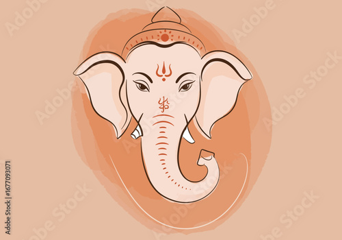 Ganesha Hindu God Detailed Illustration.