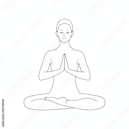 the spiritual vector graphic of a woman meditating with closed eyes.