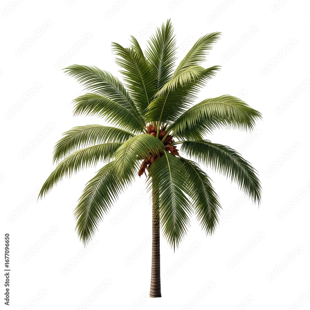 Obraz premium Decorative Coconut Palm Tree with Natural Green Fronds