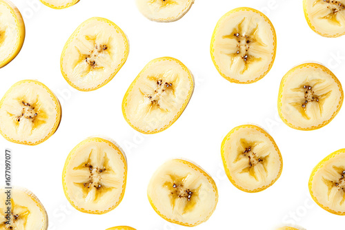 Sliced bananas pattern on isolated on a transparent background fruit food 1