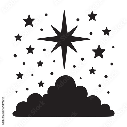 Celestial celebration shining star above dreamy cloudscape