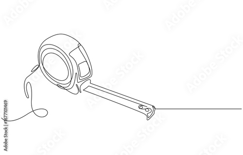 Tape measure in continuous line drawing, Line Art Tape Measure,
