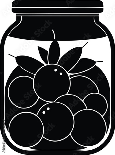 fruit jar with preserved fruits silhouette vector