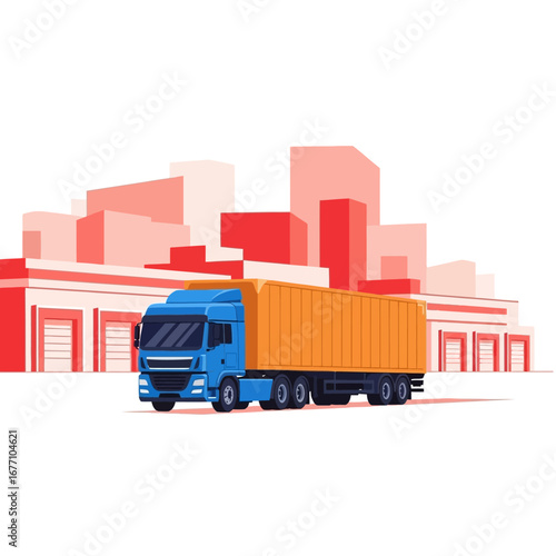 Logistic Truck Delivery Transportation and Freight of goods to warehouse in city