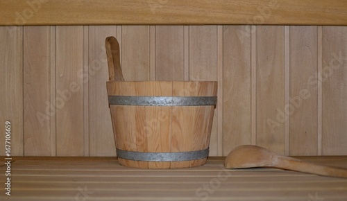 Classic wooden sauna inside rest