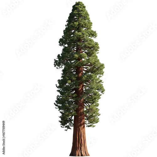 Isolated Redwood Tree with Towering Trunk and Evergreen Crown