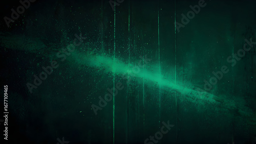 Green Spectrum Light Streaks on Dark Background – Abstract Futuristic Rays