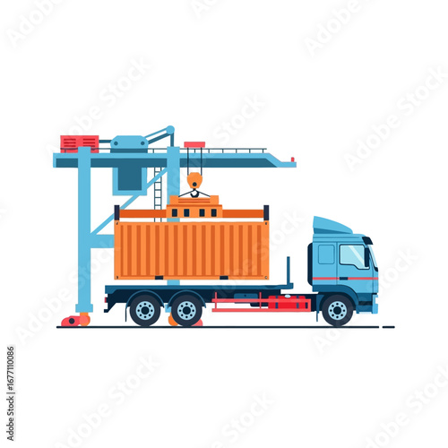 Efficient Container Loading Port Crane and Truck Logistics