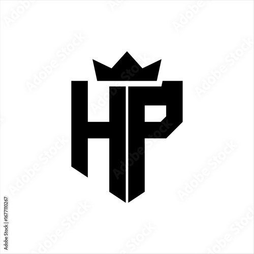 HP Vector image of a shield with a sharp geometric style and a pointed crown
