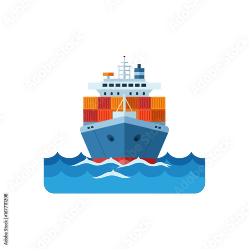 Shipping Container Ship on Ocean Waves A Vector Illustration for Transport Concepts