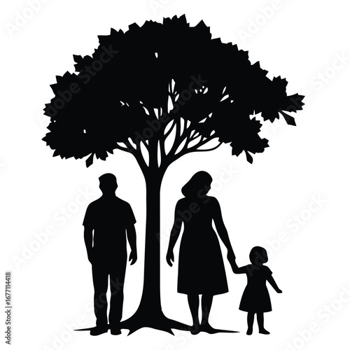 Family Parents and Child Vector Illustration for Genealogy and Heritage, family in the park.