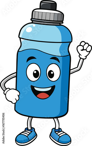 Vector cartoon water bottle character