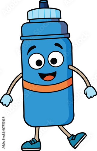 Cartoon water bottle character vector