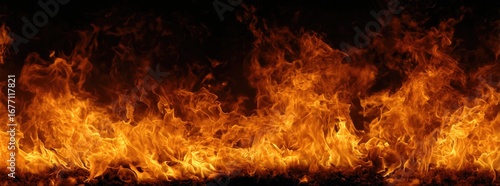 Fiery orange flames against a black background (1)