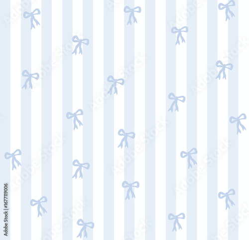 Vector seamless blue bow pattern on white background stripe white and blue, print for textile, wrapping, gift card, bags 
