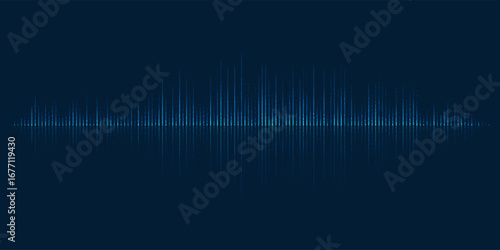 Minimal glowing blue digital audio waveform on dark background, ideal for music visualization, sound analysis, or modern tech designs.