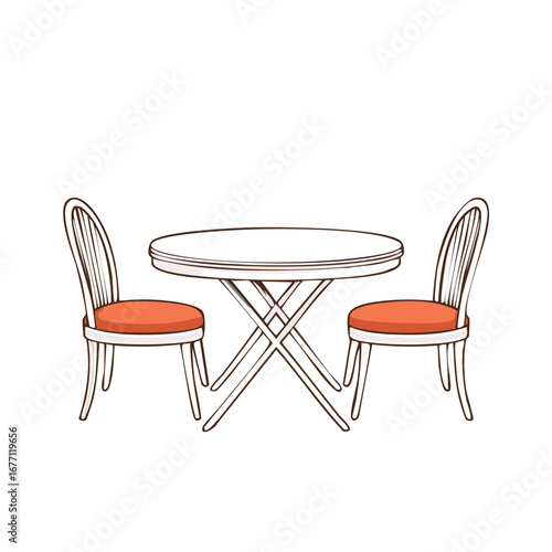 Round table with two chairs outdoor furniture seating