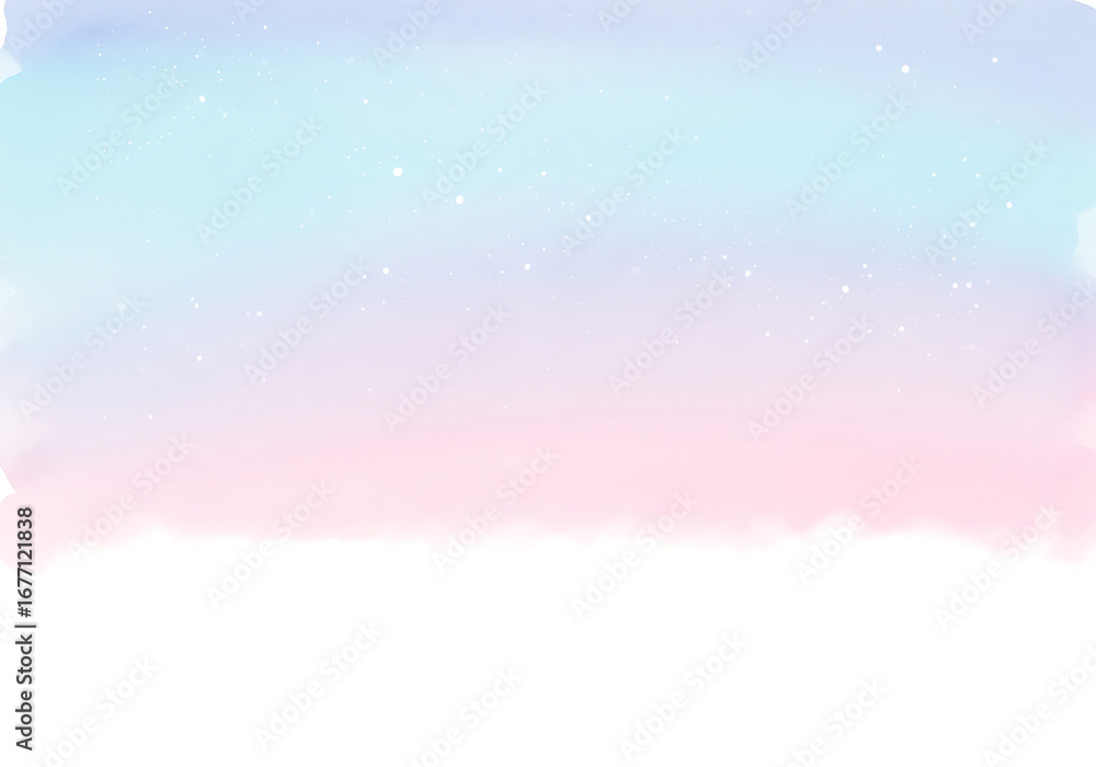 Naklejka premium Delicate pastel watercolor wash with shimmering stars background effect