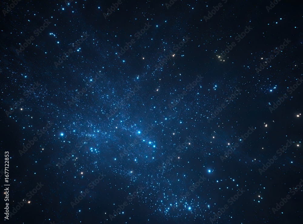 Fototapeta premium Deep space filled with scattered, glowing blue stars