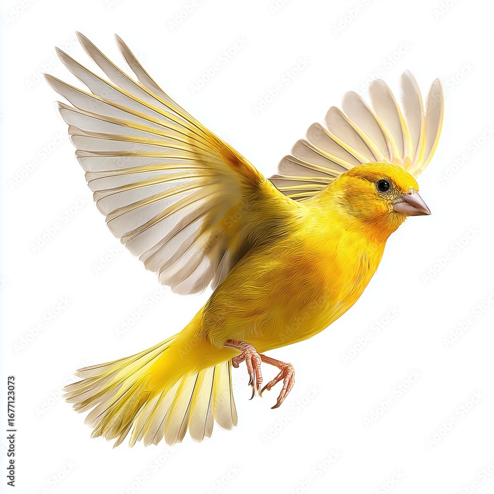 Fototapeta premium Majestic Yellow Bird in Flight , isolated on white background png