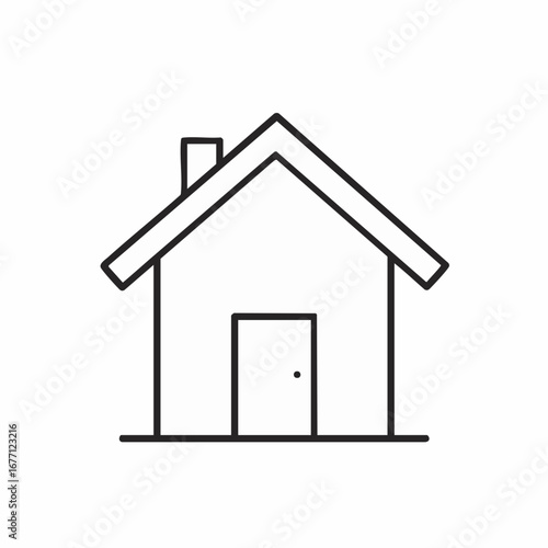 Vector icon of a home. Simple outline drawing of a residential property for mortgage and housing themes on a white background