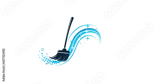 Sparkling clean results with a dynamic broom sweeping away dirt and creating shine