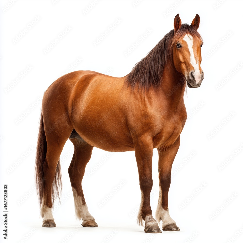 Obraz premium Majestic Brown Horse Portrait , isolated on white background png