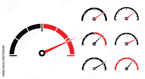 Dynamic speedometers and gauges measuring performance, progress, and data metrics