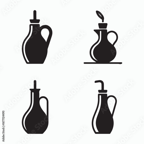 Olive oil dispenser glyph household icon pack