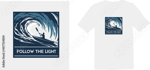 Follow The Light Kayaking T-Shirt Graphic