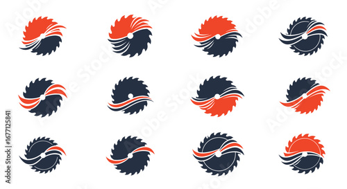 Dynamic saw blade logos for powerful industrial brands and cutting edge design projects