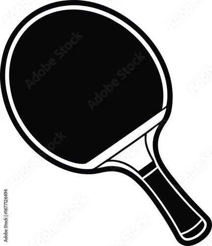 Black and white ping pong paddle vector icon