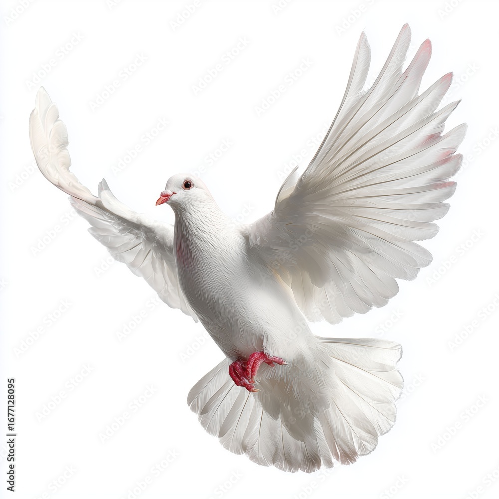 Obraz premium A Majestic White Dove in Flight: Symbol of Peace and Freedom , isolated on white background png