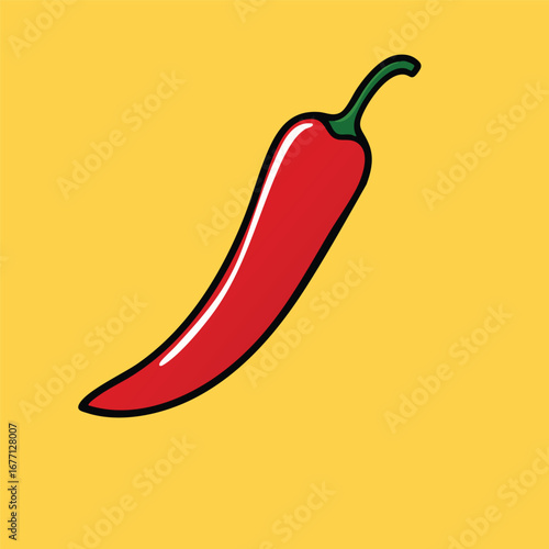 A single red chili pepper food graphic