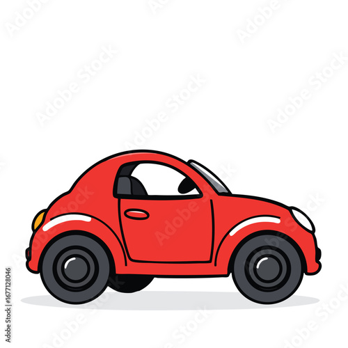 A simple red toy car side view illustration