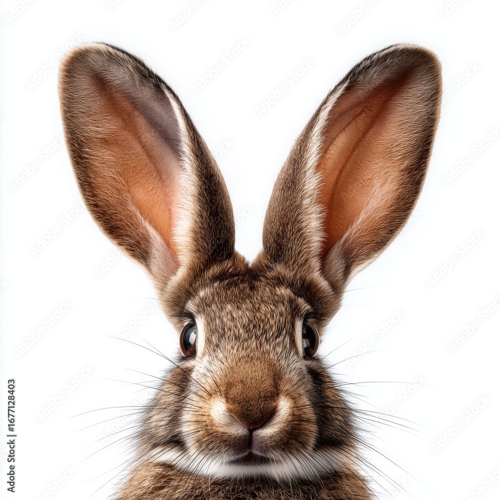 Fototapeta premium Curious Rabbit Portrait - Closeup , isolated on white background png