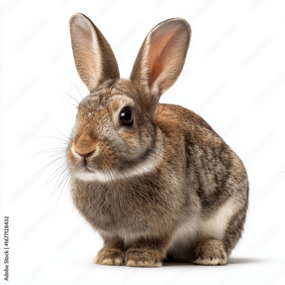 Fototapeta premium Adorable Brown Rabbit Portrait , isolated on white background png