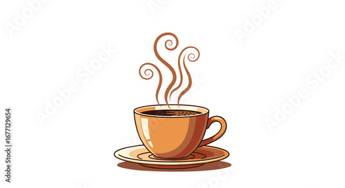 Warm steaming cup of coffee, perfect for morning energy and cozy moments.