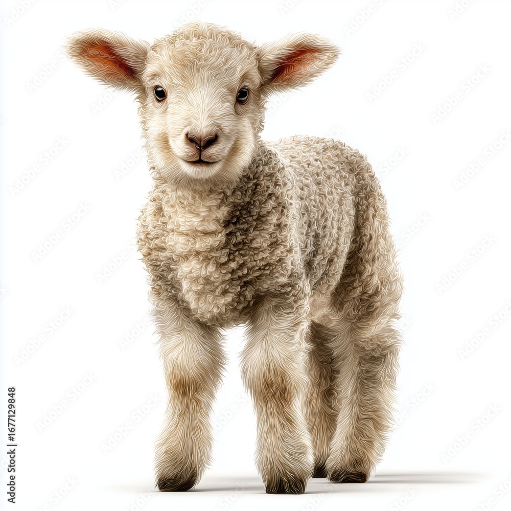 Fototapeta premium Adorable Baby Lamb Portrait , isolated on white background png
