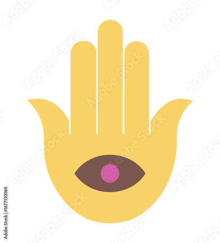 Colorful Hamsa hand icon vector illustration,Hand of Fatima with evil eye for protection