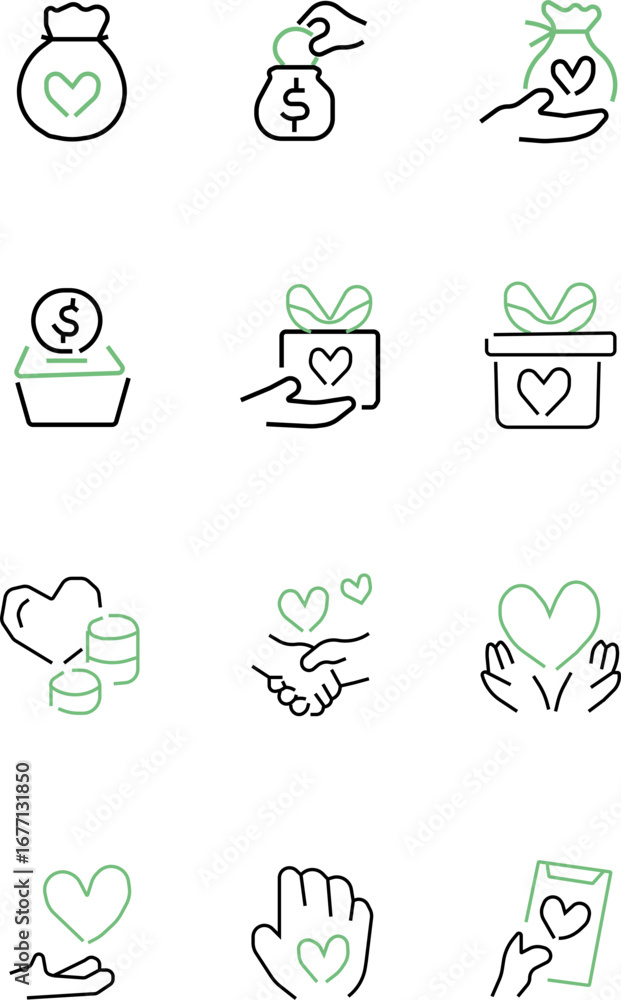 Fototapeta premium Money and payment related line icon set. Funds and savings vector icon collection. Income and profit linear icons.